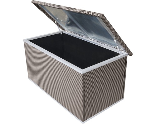 Auflagenbox Rattan inkl. Gasdruckfedern 121 x 67 x 64 cm braun