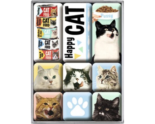 Dekomagnet-Set Happy Cats 7-teilig 9,3x2 cm