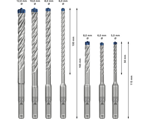 Betonbohreset Bosch Professional SDS Plus-7x Ø 5-12 mm 50-100x115-165 mm 7-tlg.