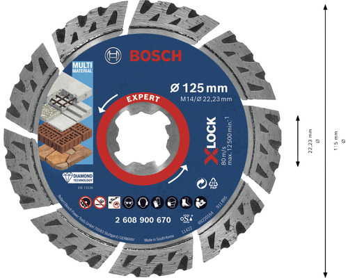 Diamanttrennscheibe Bosch Professional TS Multi Multi Ø 125x22 mm, X-LOCK Aufnahme
