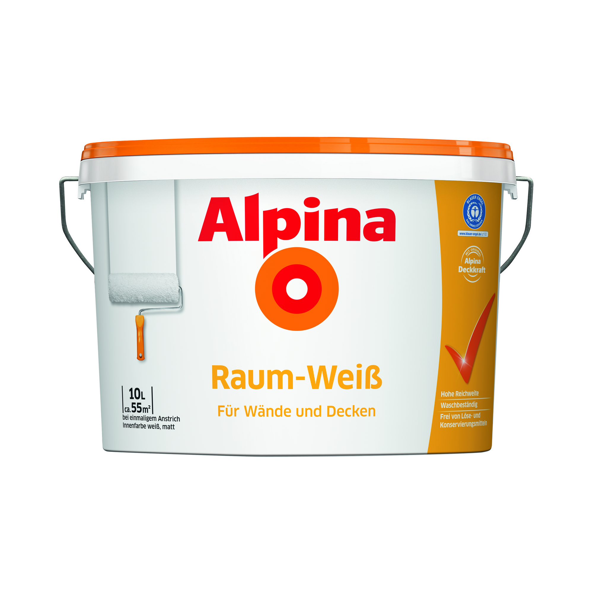 Alpina Weiße Wand & Decke Innenfarbe, 10 L, weiß matt
