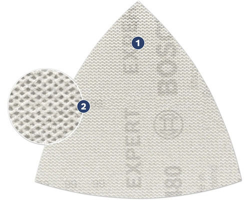Schleifblatt für Deltaschleifer Bosch, 93x93x93 mm, Korn 80/120/180, Ungelocht, 6 Stück