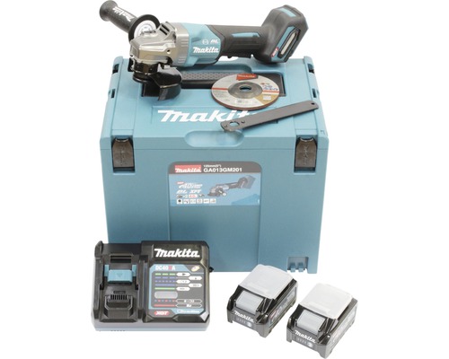 Akku-Winkelschleifer Makita XGT® GA013GM201 40V, inkl. 2 x Akku 4,0Ah, Ladegerät und
            MAKPAC Gr. 4