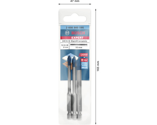 Keramikbohrer Set Bosch HEX-9, Set 3-tlg. EXPERT