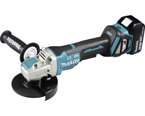 Akku-Winkelschleifer Makita DGA519RTJ mit X-LOCK Schnellwechselsystem, inkl. 2 x Akku 5,0 Ah, Ladegerät und MAKPAC Gr. 3