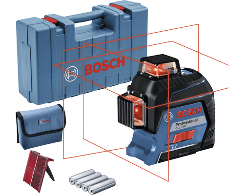 Linienlaser Bosch Professional GLL 3-80 inkl. 4 x Batterie (AA), Laserzieltafel im
            Handwerkerkoffer