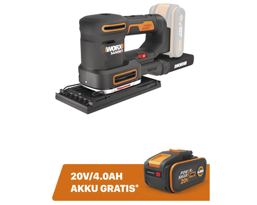 Akku-Multifunktionsschleifer 5-in-1 WORX 20V WX820.9, inkl. Zubehör + GRATIS
            Zugabeartikel Ersatzakku WA3644 4,0 Ah 20V