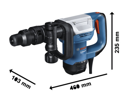 Schlaghammer mit SDS max Bosch Professional GSH 5 inkl. 1 x Spitzmeißel, Zusatzhandgriff und Handwerkerkoffer