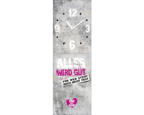 Wanduhr Glas Alles Wird Gut 20x60 cm