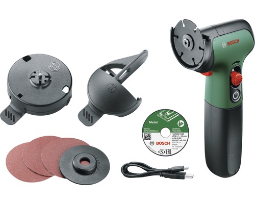 Akku-Winkelschleifer Bosch EasyCut&Grind 7,2V inkl. integriertem Akku, Ladekabel
            und Trennscheiben
